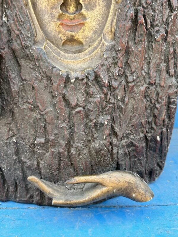 Antique Old Wooden Hand-Carved Buddha Sculpture Wall Hanging-1