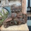 1700s Antique Rare Wooden Floral Painted Figured Bracket Panel 6
