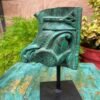 Antique Old Wooden Hand-Carved Elephant Mouth Shape Green Bracket