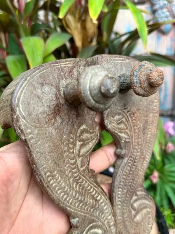 Ancient Old Wooden Hand Crafted Craved Hindu Saint Slipper Khadau4