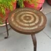 1800s Antique Brass Jali Cut 3-Leg Round Table Stool4