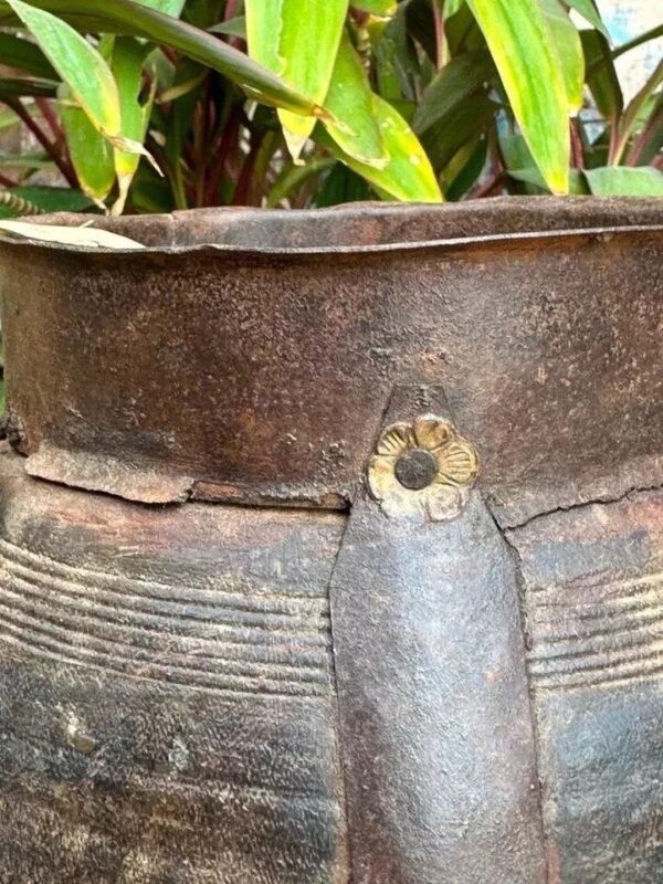 1850s Wooden Hand-Carved Antique Grain Pot | Vintage Planter Pot-14