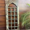 Antique Hand-Carved Wooden Window Panel – Vintage Arch Design Wall Hanging Decor