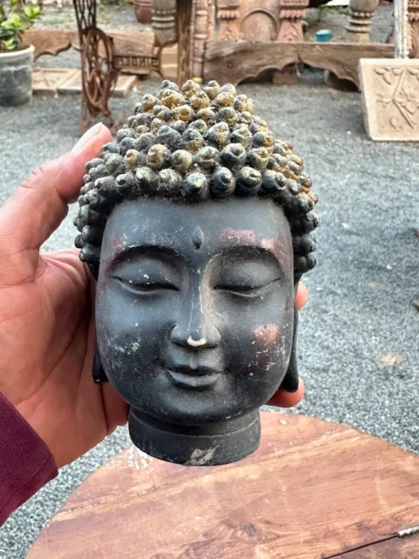 Rare Antique Old Hand-Carved Painted Buddha Sculpture