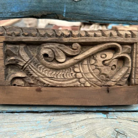 1800s Antique Hand-Carved Wooden Fish Wall Panel – Rare Collectible (10 x 5 Inches)