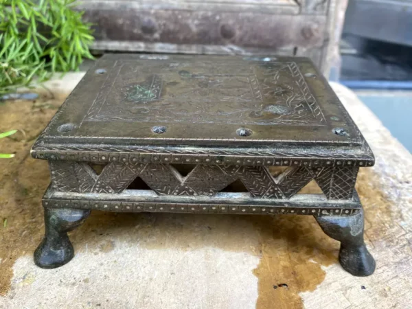 1700's Antique Bronze Hindu Temple Choki – South Indian God Sitting Bajot3