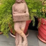 Antique Sandstone Carved Hindu Goddess Playing Music Big Wall Fixing Sculpture