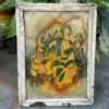 Antique Hindu God Rama Sita Family Print | Rare Ravi Varma Framed Art – 8 x 6 x 1 Inch