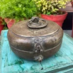 Antique Old Brass Hand-Engraved Chapati Storage & Jewelry Box