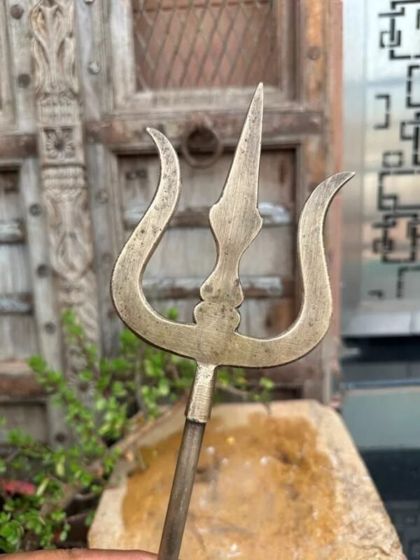 1800s Antique Hand-Forged Brass Trishul 4