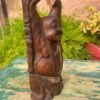Antique Old Wooden Hand Carved Gold Painted Laughing Buddha 5