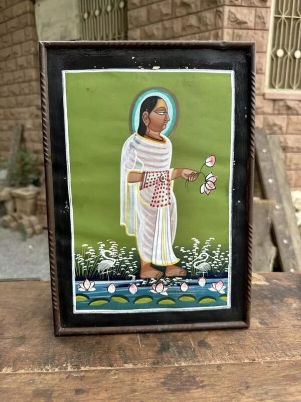 Antique Hand-Painted Hindu God Prabhupad Ji Artwork | Rare Vintage Painting 2