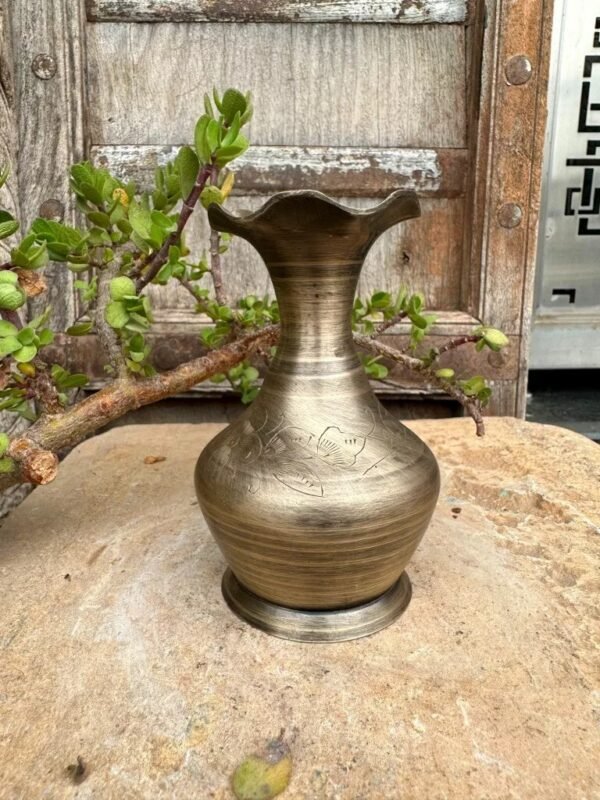 Antique Brass Miniature Flower Vase | Rare Vintage Handcrafted Pot