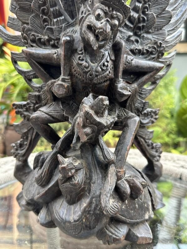 1700’s Ancient Wooden Hand-Carved Garuda Hunting Figurine | South Indian Antique 8