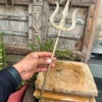 1800s Antique Hand-Forged Brass Trishul