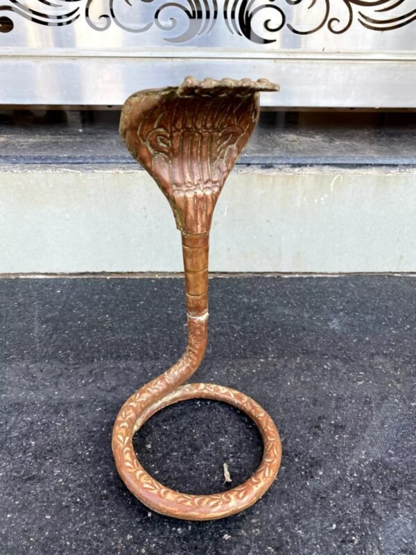 1700's Ancient Copper Hand-Forged Shiva Lingam Naga | Hindu Temple Antique7