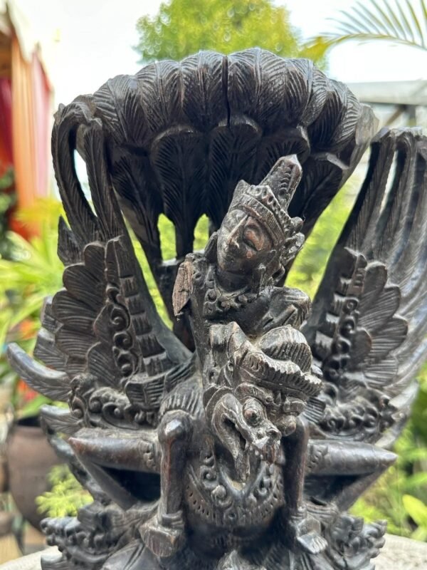 1700’s Ancient Wooden Hand-Carved Garuda Hunting Figurine | South Indian Antique 9