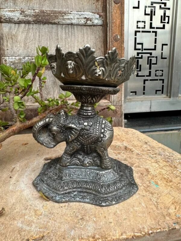 antique handcrafted metal candle stand