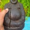 Antique Hand-Carved Wooden Laughing Buddha Figurine | Vintage Collectible 5