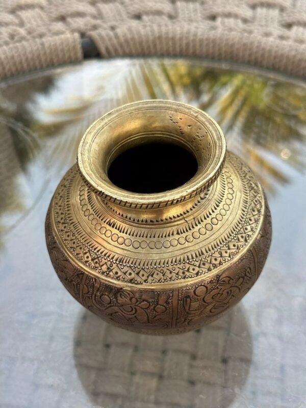 Antique Handcrafted Ganga Jamuna Brass Copper Kalash Pot | Vintage Lota2