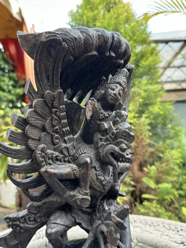 1700’s Ancient Wooden Hand-Carved Garuda Hunting Figurine | South Indian Antique 4