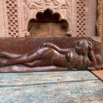 Ancient Old Wooden Hand Carved Sleeping Goddess Figurine Panel