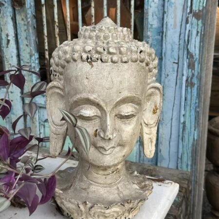 1890 antique Buddha head sculpture