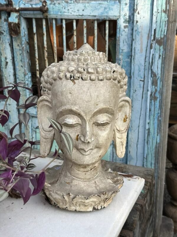 1890 antique Buddha head sculpture