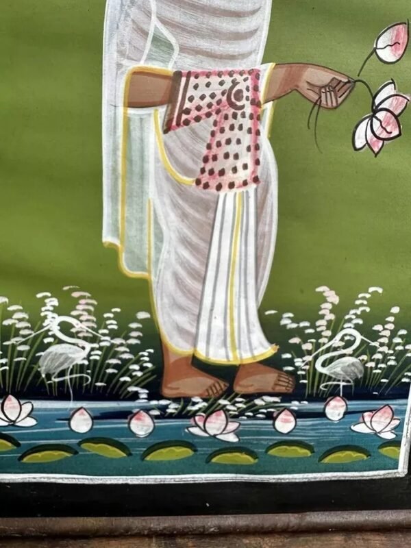 Antique Hand-Painted Hindu God Prabhupad Ji Artwork | Rare Vintage Painting 3