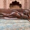 Ancient Old Wooden Hand Carved Sleeping Goddess Figurine Panel5