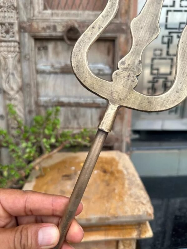 1800s Antique Hand-Forged Brass Trishul 3