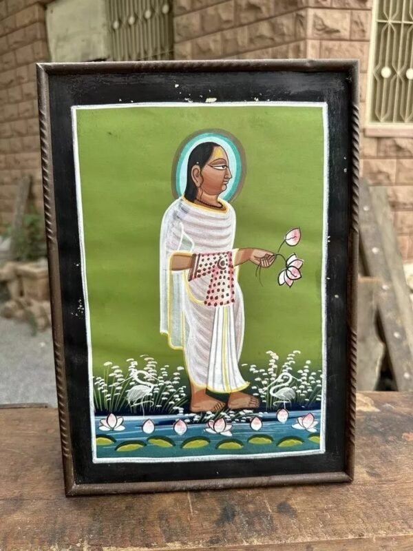 Antique Hand-Painted Hindu God Prabhupad Ji Artwork | Rare Vintage Painting 6