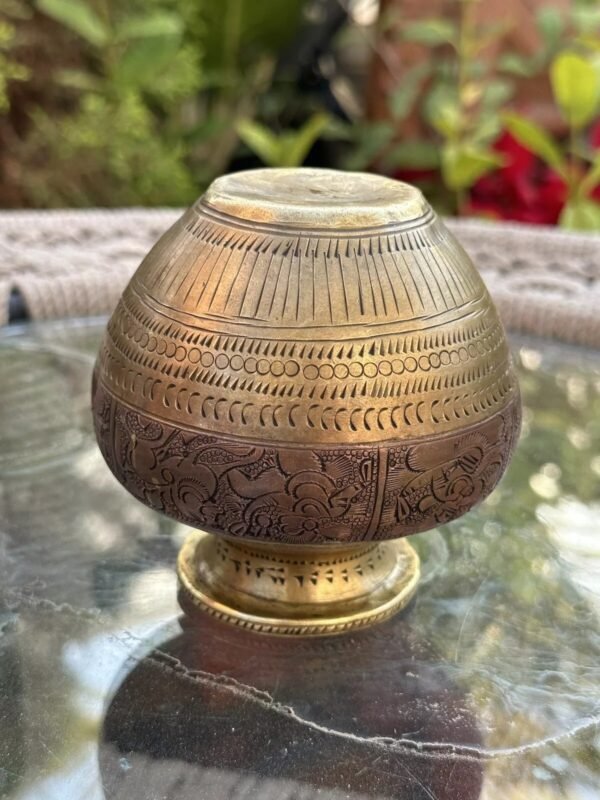 Antique Handcrafted Ganga Jamuna Brass Copper Kalash Pot | Vintage Lota7