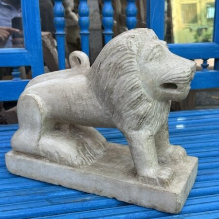 Ancient Old Rare Stone Hand Carved Marble Lion Sculpture 1700’s