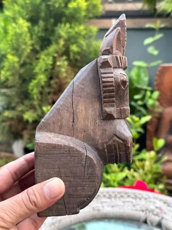 1700's Antique Old Wooden Hand Carved Original Tibetane Rare Horse Figurine5