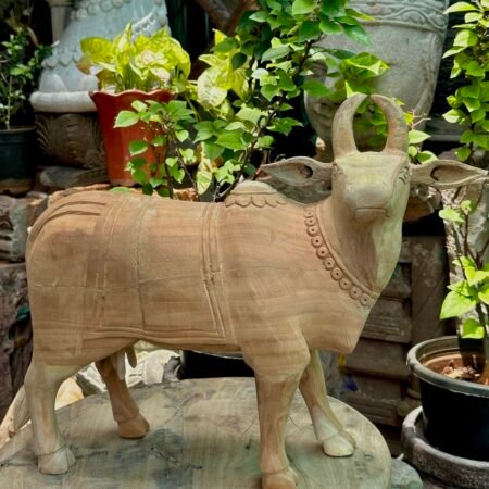 Handcarved Natural Wooden Cow Pair | Traditional Art | 15x17 inch