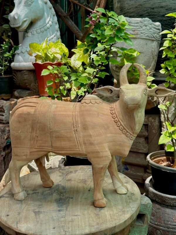 Handcarved Natural Wooden Cow Pair | Traditional Art | 15x17 inch