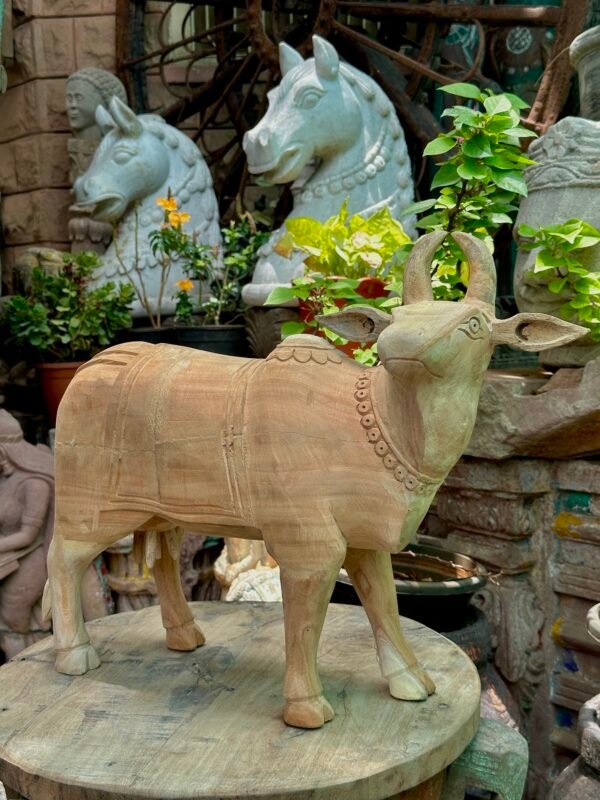 Handcarved Natural Wooden Cow Pair | Traditional Art | 15x17 inch2