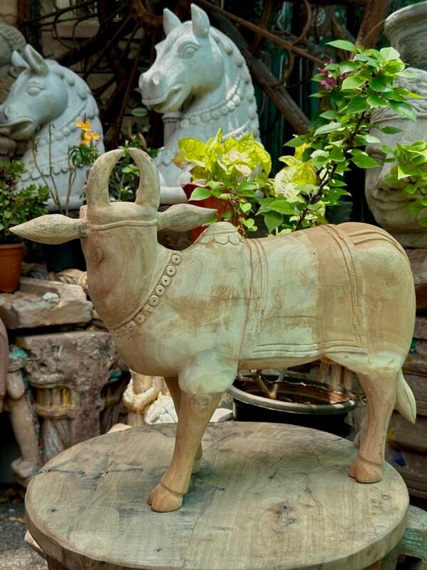 Handcarved Natural Wooden Cow Pair | Traditional Art | 15x17 inch1
