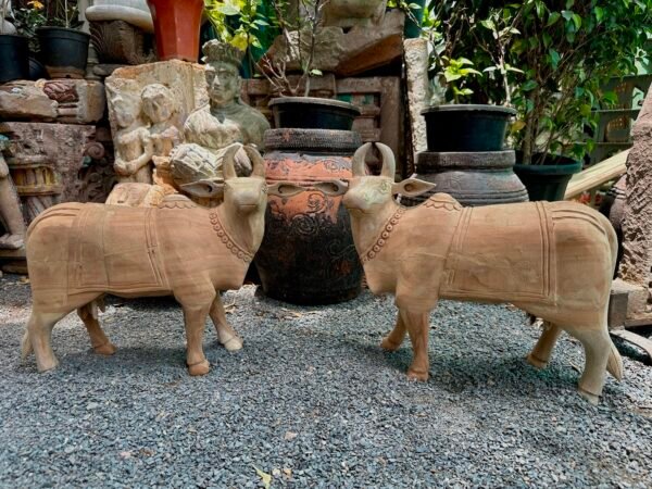 Handcarved Natural Wooden Cow Pair | Traditional Art | 15x17 inch7
