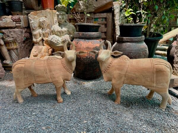 Handcarved Natural Wooden Cow Pair | Traditional Art | 15x17 inch6
