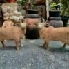 Handcarved Natural Wooden Cow Pair | Traditional Art | 15x17 inch5