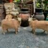 Handcarved Natural Wooden Cow Pair | Traditional Art | 15x17 inch4