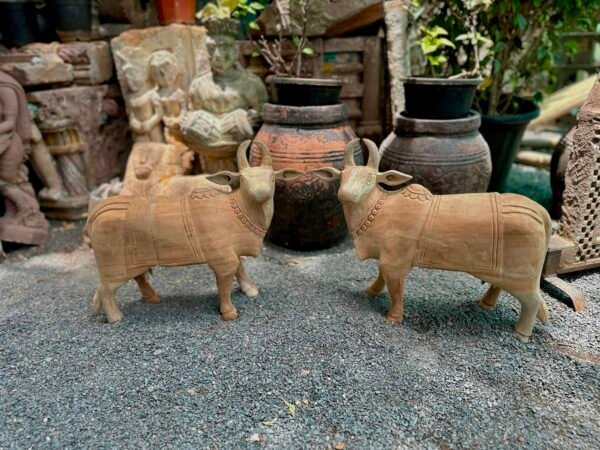Handcarved Natural Wooden Cow Pair | Traditional Art | 15x17 inch4