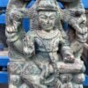 Antique Wooden Laxmi Figure – Hand Carved White Washed God Panel from 1890-1