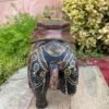 Antique Hand Carved Wooden Painted Elephant Figurine – Rare Vintage Decor3