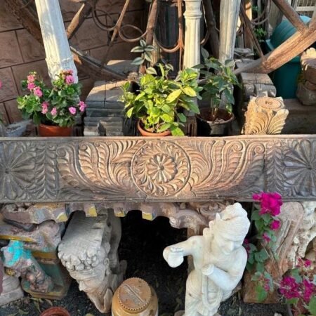 1700’s Ancient Wooden Hand Carved Wall Hanging Floral Mughal Wall Panel