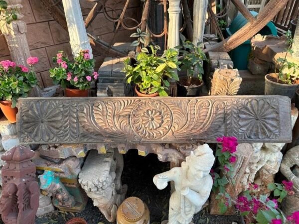 1700’s Ancient Wooden Hand Carved Wall Hanging Floral Mughal Wall Panel