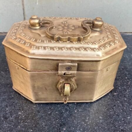 1800's Antique Brass Hand-Crafted Mughal Betel Nut Box Paan Dan