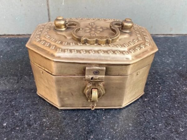 1800's Antique Brass Hand-Crafted Mughal Betel Nut Box Paan Dan